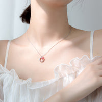 S925 Silver And Sweet Strawberry Crystal Necklace
