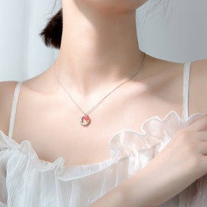 S925 Silver And Sweet Strawberry Crystal Necklace