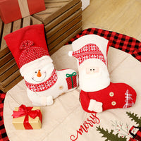 Red White Knitted Christmas Stocking Santa Claus Snowman