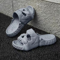 Zapatillas de Halloween con diseño de calavera para baño, zapatillas divertidas para interiores y exteriores, zapatos de playa
