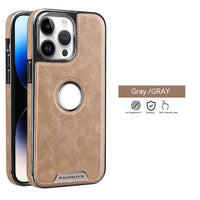 Electroplated Leather Magnetic Card Holder iPhone Case