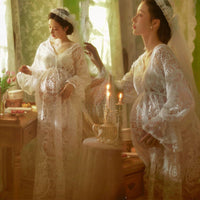 Photography Beautiful Retro Oil Painting Style Lace Pregnant Mom Big Belly Clothing
