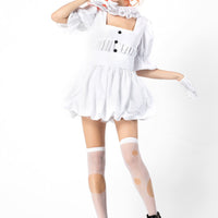 Disfraz de payaso y muñeca fantasma de Halloween, vestido blanco