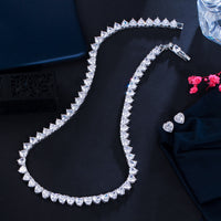 New Love Heart-shaped Zircon Necklace And Earring Suit