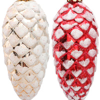 Glitter Flocked Metallic Pine Cone Christmas Ornaments