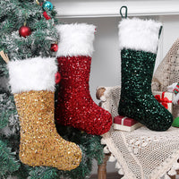 Sequined Plush Holiday Stockings
