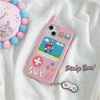Cute Pinky Boo Cartoon Game Machine iPhone Case
