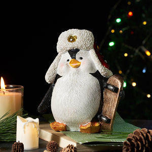 Decoración de la luz de la noche de Navidad del pingüino del monopatín