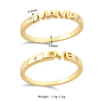 Simple LOVE MAMA Letter S925 Silver Zircon Rings