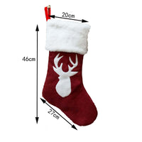 Christmas Stockings Gift Bag Red Hemp Elk Embroidery Christmas Stockings Gift Pendant
