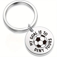 Stainless Steel Soccer Keyring "My Goal is to Deny Yours"
