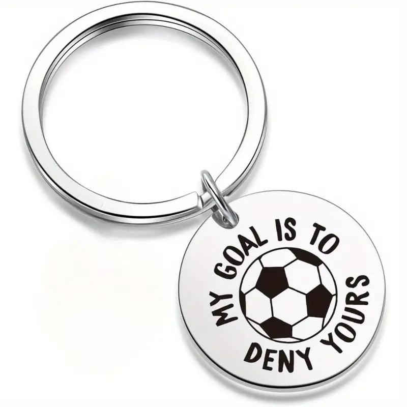 Stainless Steel Soccer Keyring 