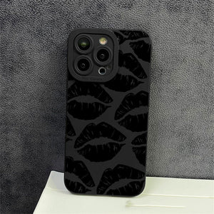 Monochrome Black Lips iPhone Case