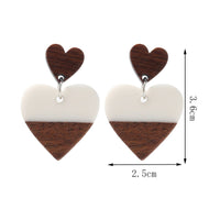 Exaggerated Geometry Heart-shaped Wood Acrylic Earrings For Women
