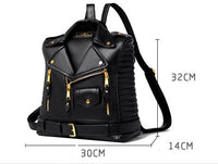 Soft Leather Textured Motorcycle Jacket Trendy Backpack
