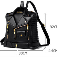 Soft Leather Textured Motorcycle Jacket Trendy Backpack