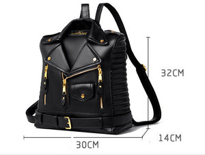 Soft Leather Textured Motorcycle Jacket Trendy Backpack