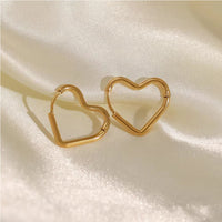 Stainless Steel Love Heart Shape Earrings Women's Simple Peach Heart