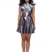Patent Leather Iridescent Solid Color Costume Dress