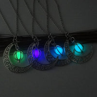 Fashion Moon Natural Glowing Stone Healing Necklace Women Gift Charm Luminous Pendant Necklace Jewelry
