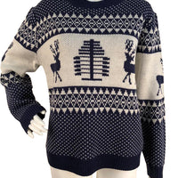 Christmas Sweater Cute Elk Geometric Print Knitted Sweater