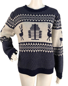 Christmas Sweater Cute Elk Geometric Print Knitted Sweater