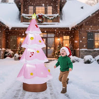 7.2FT Lighted Christmas Inflatable Decoration, Inflatable Pink Christmas Tree, Funny Blow Up Yard Decorations With Built-in LED Lights For Holiday Party Front Yard Lawn Garden Decor
