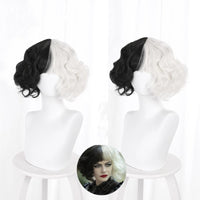 Black And White Witch Center Point Bangs Cos Short Curly Wig