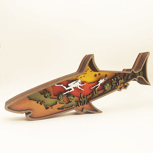 Wooden Carved Shark Decorations For Household Tabletop Decoration