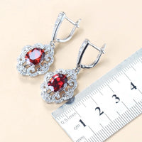 Elegant Cubic Zirconia Jewelry Set Earrings Pendant Necklace Bracelet Ring Gift 4 PCs Set
