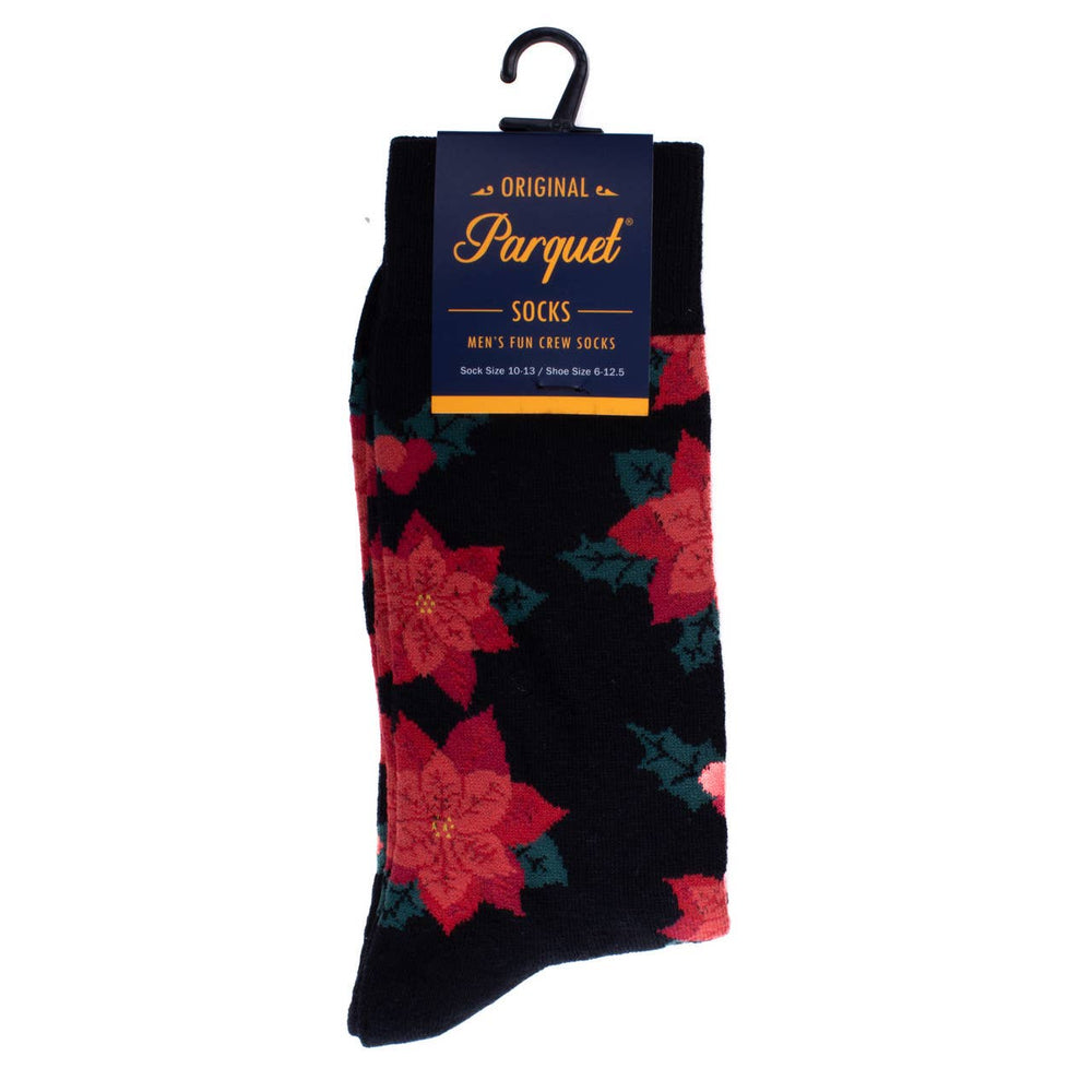 Christmas Poinsettias Novelty Socks (Mens)