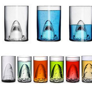 Transparent Glass Cup Shark Glass Wine Milk Tea Water Breakfast Cup Mugs Double-layer Bar Wine Drinkware