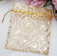 Gold Scroll Organza Gift Bags (100 Pcs)
