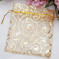 Gold Scroll Organza Gift Bags (100 Pcs)