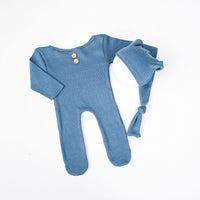 Newborn Photography Knitted Jumpsuit Long Tail Hat Two-piece Set
