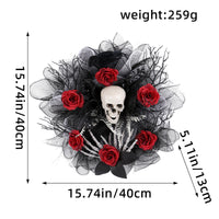 Halloween Red Rose Skull Mesh Garland Door Hanging Decoration
