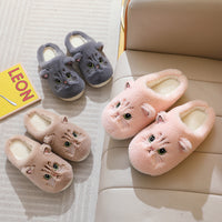 Cute Cat Plush Slippers Winter Warm Floor Bedroom Home Slippers For Couple Non-slip House Shoes Women Men
