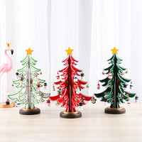 Wooden Christmas Trees Ornaments Scene Layout
