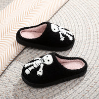 Halloween Skeleton Embroidery Cotton Slippers
