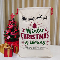 Christmas Canvas Double Drawstring Gift Bags
