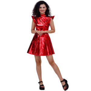 Patent Leather Iridescent Solid Color Costume Dress