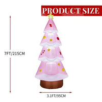 7.2FT Lighted Christmas Inflatable Decoration, Inflatable Pink Christmas Tree, Funny Blow Up Yard Decorations With Built-in LED Lights For Holiday Party Front Yard Lawn Garden Decor