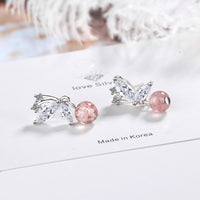 Sweet Strawberry Crystal Butterfly Earrings
