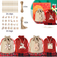 Christmas Countdown Gift Linen Christmas Candy Packaging Bag Set