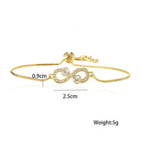 Pull Adjustable Brass Micro-set Zircon Heart Infinity Charm Bracelet Women
