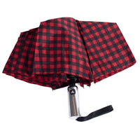 Parapluie compact à motif vichy - Ouverture automatique : Rouge

