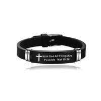 Bracelet avec écritures chrétiennes de la Bible, bracelet en acier inoxydable et en Silicone
