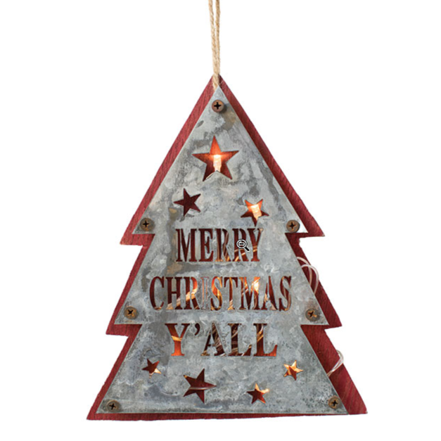 Merry Christmas Y'all Rustic Tin Ornament