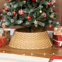 Natural,27 Inch Rustic Christmas Tree Skirt, Plastic Woven Christmas Tree Collar For Party, Holiday, Home Decoration
