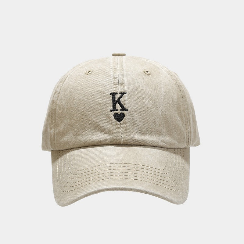 King of Hearts Queen of Hearts Washed-out Vintage Matching Baseball Caps